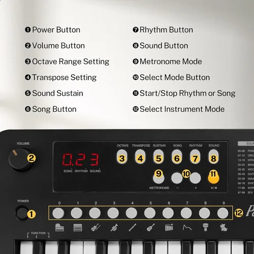 Miniatura 8 de POGOLAB MK1 Piano de teclado para niños de 37 teclas, mini piano portátil multifunción con excelente calidad de sonido, altavoz integrado y pantalla