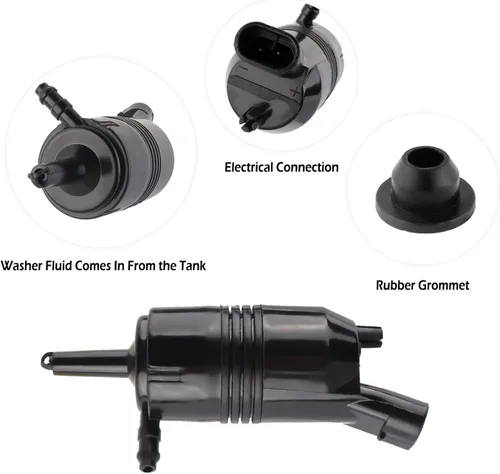 Miniatura 5 de Bomba de limpiaparabrisas de automóvil, OEM # 385-232316A, bomba de limpiaparabrisas compatible con Chevy Silverado, Impala, GMC Sierra, Cadillac
