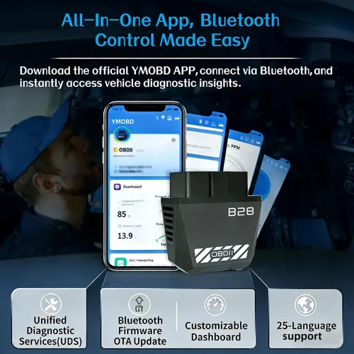 Miniatura 3 de Escáner inalámbrico Bluetooth OBD2, lector de código automático con reinicio de luz del motor de verificación, datos en vivo y preparación I/M