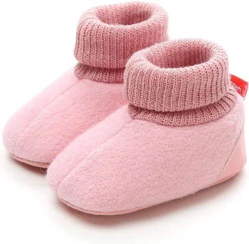 Miniatura 4 de myppgg Botines de forro polar para bebé y niña, para recién nacidos, acogedores, calcetines cálidos de invierno, antideslizantes, suela suave
