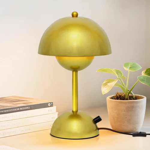 Miniatura 11 de Lámpara de mesa con control táctil, lámpara de seta dorada regulable, luz nocturna para dormitorio, sala de estar, estudio, cafetería, oficina, luz