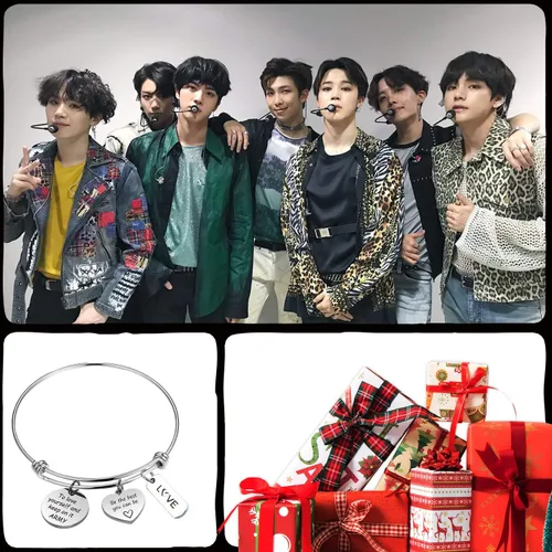 Miniatura 5 de LACAKU - Pulsera para niño, Kpop, BTS, Bangtan, dijes con textos en inglés, amarte a ti mismo, A.R.M.Y, regalo de joyería para niños, acero