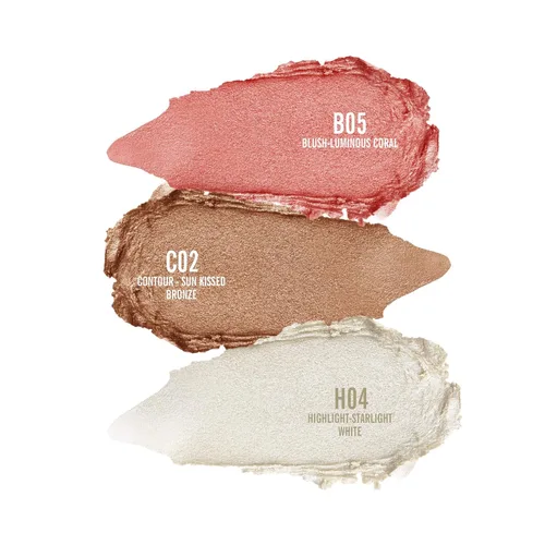 Miniatura 3 de KIMUSE Barra multiusos trío para maquillaje facial, barra de rubor en crema para mejillas y labios, barra de contorno y resaltador para maquillaje
