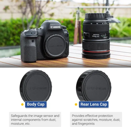 Miniatura 3 de JJC Paquete de 2 cubiertas de tapa de cuerpo y tapa de lente trasera para Canon EOS Rebel T6 T7 T5 T4i T5i T6i T6s T7i T8i SL1 SL2 SL3 60D 70D 77D