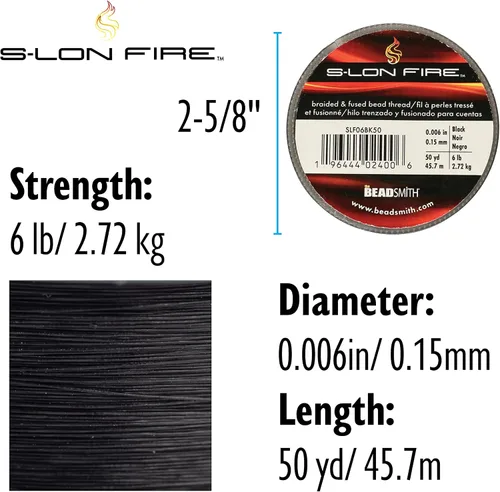 Miniatura 4 de The Beadsmith S-Lon Fire - Hilo de cuentas trenzado y fundido - Prueba de 6 libras, diámetro de 0.006 pulgadas/0.006 in, carrete de 50 yardas
