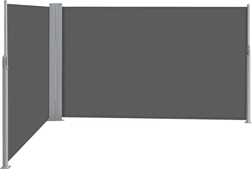 Yaheetech Toldo lateral doble de 236 x 63 pulgadas, toldo lateral retráctil para patio, divisor de privacidad con pantalla de 220g/m² de poliéster,