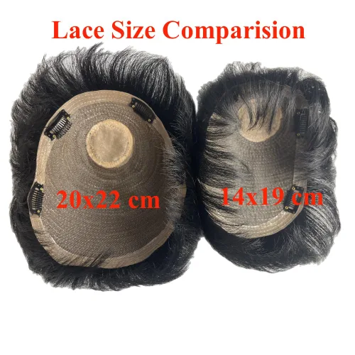 Miniatura 3 de Anemone Tupé de cabello humano para hombre, con borde de poliuretano, base de encaje, sistema de reemplazo de cabello con clip o cinta media postizo