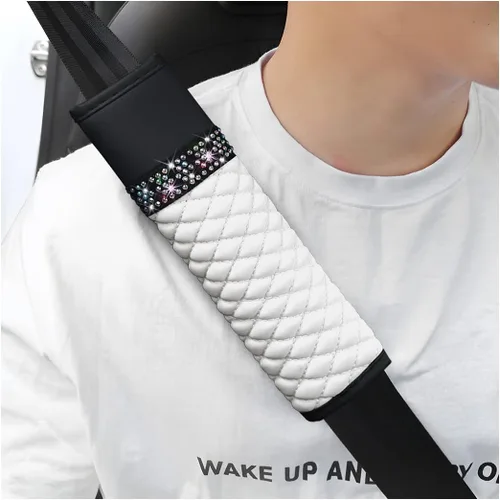 Miniatura 17 de zipelo 2 fundas para cinturón de seguridad de automóvil, almohadillas de cuero transpirable que protegen tu cuello, correas de arnés para una Negro