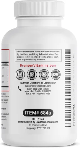 Miniatura 7 de Bronson Resveratrol 500 Complejo Estandarizado Trans-Resveratrol + Extracto de Semilla de Uva y Vino Tinto, 60 Cápsulas