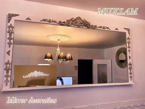 Miniatura 9 de MUXSAM Juego de 4 calcomanías decorativas de tallado en madera larga sin pintar, para pared, puerta, armario, armario, tocador, mantel, escalera