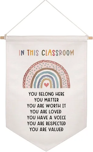 Miniatura 14 de Este es un espacio seguro para ser quien eres Arte de positividad neutral Bandera de pared para sala de juegos de niños Bandera de decoración