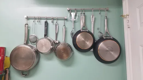 Miniatura 4 de Audmore Estante para utensilios de cocina, 2 unidades, ollas y sartenes de 15.6 pulgadas, estante colgante de pared, tapa de acero inoxidable 304, 7