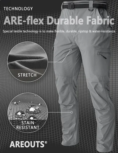 Miniatura 8 de Pantalones de senderismo para hombre, ligeros, resistentes al agua, de secado rápido, pesca, viajes, campamento, al aire libre, transpirables