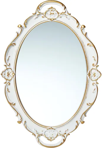 LONGWIN Espejo ovalado vintage para decoración de pared, pequeños espejos colgantes ornamentados para sala de estar/dormitorio, bandeja de Blanco