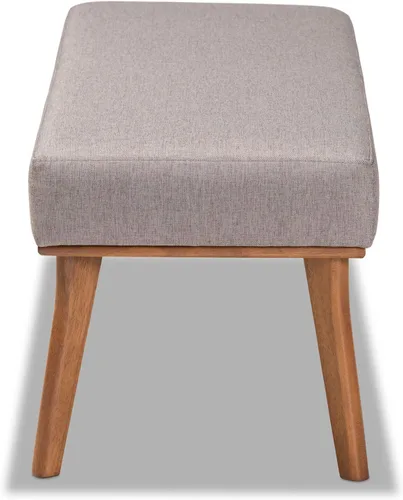 Miniatura 3 de Baxton Studio Odessa - Banco de comedor tapizado de tela gris y acabado marrón nogal, banco de comedor de madera