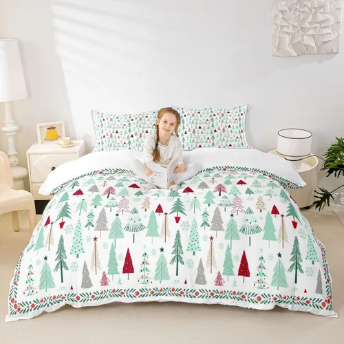 Miniatura 16 de Juego de funda de edredón para niños de Feliz Navidad, tamaño King, juego de ropa de cama de pingüinos de dibujos animados, animales árticos