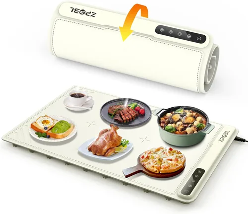 Tapete de calentamiento para alimentos, bandeja eléctrica para calentar alimentos (24 x 16 pulgadas), calentamiento rápido de superficie completa,