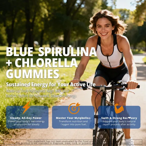Miniatura 4 de Gomitas orgánicas de espirulina azul Chlorella, superalimentos y excelente fuente de alta ficocianina vegana, clorofila, complejo B, minerales