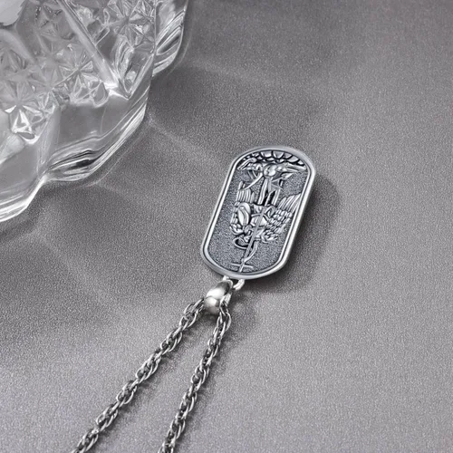 Miniatura 3 de Odinstone Collar de plata de ley 925 con medalla de San MiguelSan CristóbalSan BenitoCrucifijo de JesúsSan UrielArcángel Rafael para hombres
