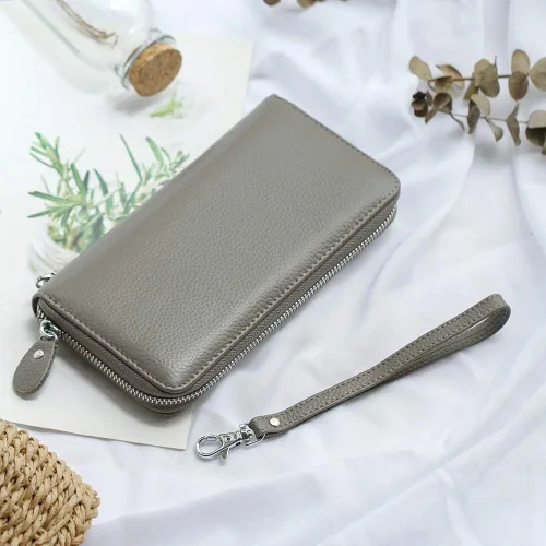 Miniatura 6 de Moflycom - Cartera de cuero genuino para mujer, con cierre y seguridad RFID