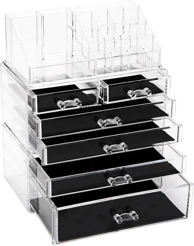 Miniatura 14 de Sea Team - Organizador de maquillaje transparente con cajones, estuche de exhibición de cosméticos de plástico acrílico, caja de almacenamiento