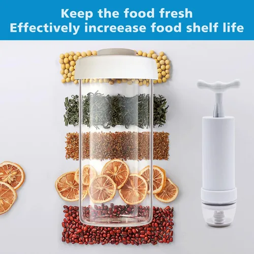 Miniatura 3 de Sellador al vacío para tarros Mason y manguera de accesorios compatible con sellador al vacío FoodSaver, bomba de mano portátil para frascos de boca