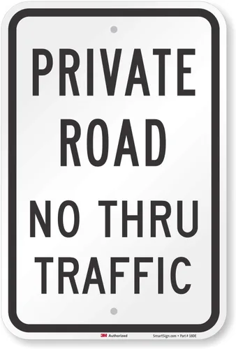 SmartSign - T1-1019-HI_12x18 3M Señal reflectante de alta intensidad de grado de alta intensidad, leyenda "Private Road No Thru Traffic", 18" de