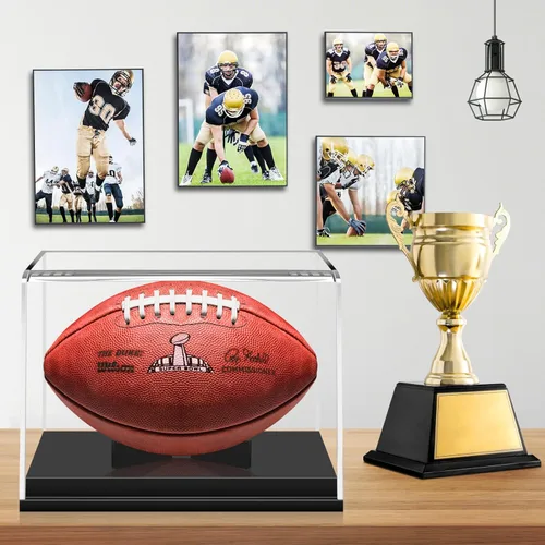Miniatura 6 de Caja de exhibición de fútbol KKU, caja de exhibición de fútbol acrílico, soporte de fútbol autografiado, caja de exhibición de fútbol sin necesidad