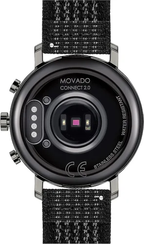Miniatura 3 de Movado Connect 2.0 Reloj inteligente unisex alimentado con Wear OS de Google de acero inoxidable y tela de velcro negro, color negro (modelo 3660031)