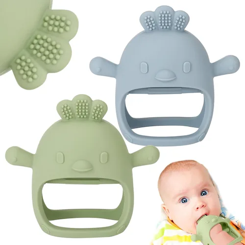 Miniatura 8 de Socub Juguetes de dentición de silicona para bebés de 3-6 y 6-12 meses, guante de dentición de silicona anti-caída sin BPA, juguetes para masticar