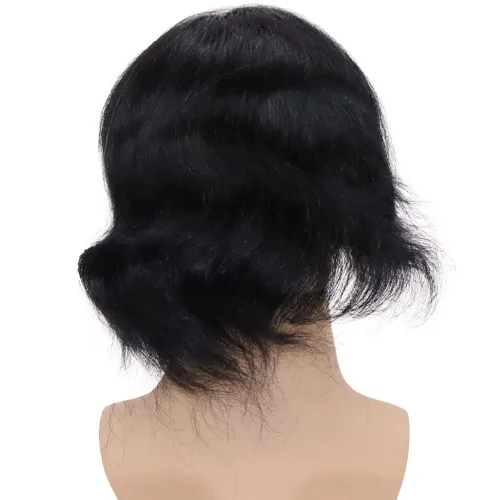 Miniatura 5 de Toupee para hombres, piezas de cabello 100% europeo, sistema de reemplazo de cabello humano virgen de 10 x 8 pulgadas, mono encaje con poliuretano