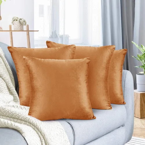 Nestl Juego de 4 fundas de almohada, acogedoras fundas de almohada decorativas de terciopelo para exteriores de 20 x 20 pulgadas, fundas de cojín