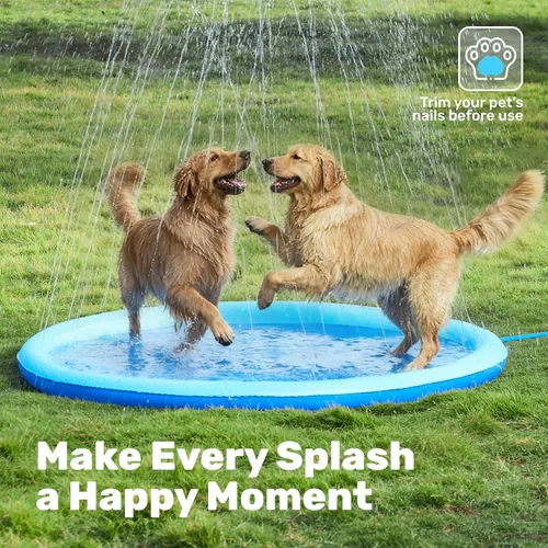 Miniatura 7 de SLOOSH Tapete antideslizante de 72 pulgadas para salpicaduras, juguetes de agua para exteriores, tapete de juego para niños y perros, regadera Azul