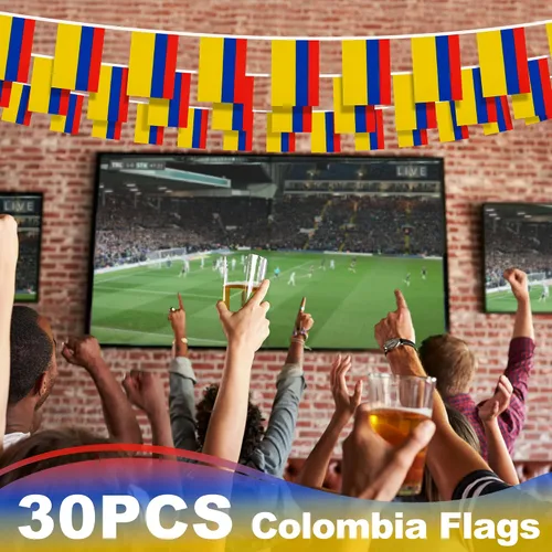Miniatura 5 de Guirnalda de Banderines de Colombia, Pequeñas Mini Banderas Colombianas Guirnalda de Banderines, Decoración Nacional del País para Escuela, Fiesta