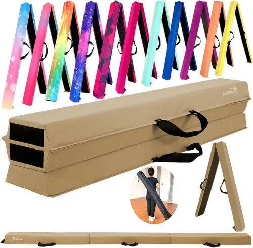Miniatura 13 de MARFULA Viga de Gimnasia Plegable de 6 PIES / 8 PIES / 9 PIES Viga de Equilibrio de Espuma para Suelo - Extra Firme - Cubierta de Gamuza - Parte