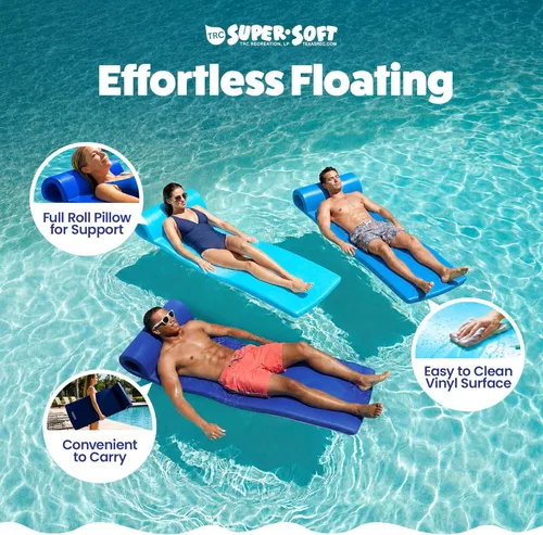 Miniatura 4 de TRC Recreation Sunsation 1.75" Thick Foam Pool Float Lounger w/ Headrest for Lounging & Sunbathing in Swimming Pools, Beaches & Lakes, 70" x 26 Azul