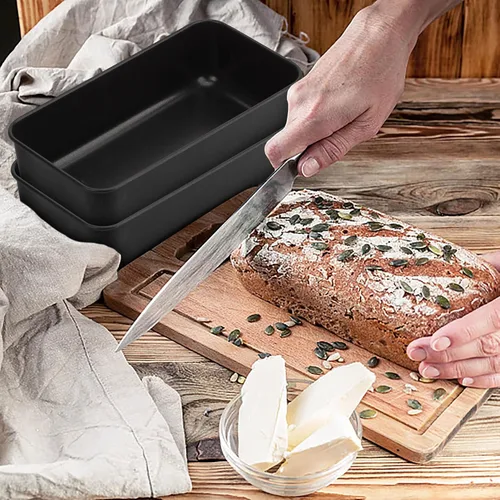 Miniatura 6 de P&P CHEF Juego de moldes para pan, moldes para pan de 9 x 5 pulgadas, moldes de acero inoxidable para pan y pastel de lasaña, saludable y no tóxico