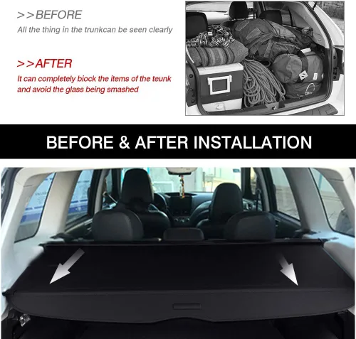Miniatura 6 de Powerty Cubierta de carga retráctil para Subaru Crosstrek/Impreza 2018-2023 - Cubierta de lona con textura para maletero, pantalla de privacidad