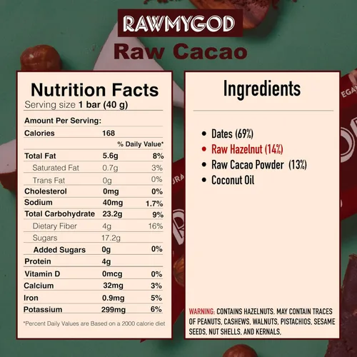 Miniatura 2 de RAWMYGOD Barras de Frutas y Nueces, Sin Gluten, Veganas, Sin Azúcar Añadida