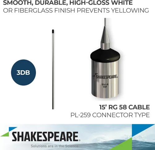 Miniatura 3 de Shakespeare 5241-R Antena marina VHF de perfil bajo de 3