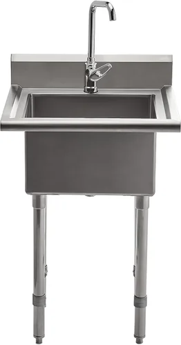 Miniatura 3 de ROCKPOINT Fregadero de acero inoxidable para preparación y utilidad, fregadero comercial hecho a mano con 14 pulgadas de profundidad x 18 pulgadas