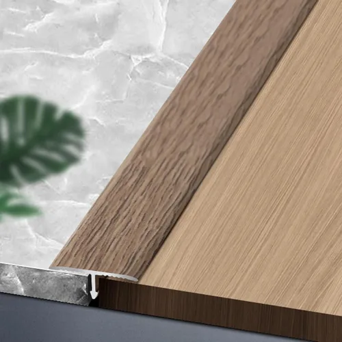 Miniatura 24 de Tiras de transición de moldeo en T de grano de madera, tiras de cubierta de umbral de aleación de aluminio, decoración de borde de alfombra a LVT