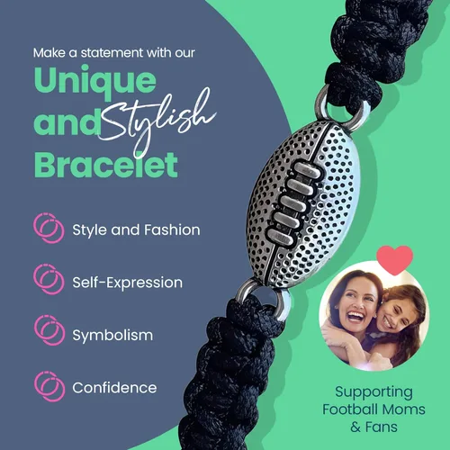 Miniatura 5 de Pulsera de fútbol Sportybella - Pulsera de paracord ajustable con amuleto. Regalos de fútbol unisex Negro