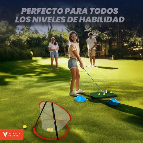 Miniatura 6 de Vitality Sports Red de astillado de golf, 3 piezas de red de práctica de golf emergente para patio trasero, juego de astillado para interiores