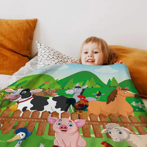 Miniatura 5 de Manta de animales de granja, bonita manta de animales de granja para niños, suave y acogedora manta de franela para perros de granja, cerdo