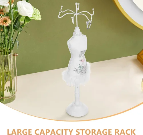Miniatura 9 de OSALADI Mannequin Jewelry Display Stand Large Necklace Organizer with Earring and Bracelet Storage Rack for Retail and Home Use