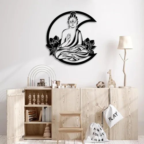 Arte de pared de metal, arte de pared de metal de Buda, arte de pared de flor de loto de metal, decoración de pared de metal de Buda, arte de pared