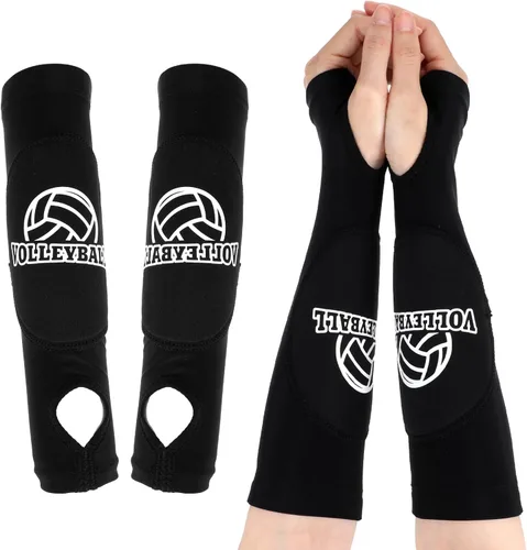 Ymapinc Mangas de voleibol para brazos, mangas protectoras acolchadas con orificio para el pulgar, diseño transpirable y ligero para hombres y