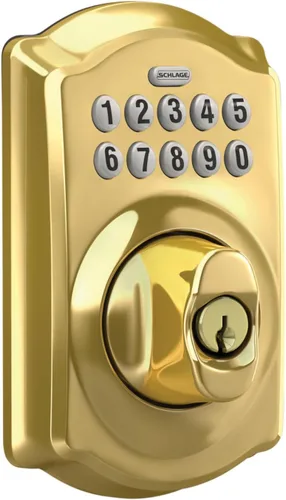 Miniatura 2 de Schlage - Cerrojo de seguridad Camelot BE365 CAM 505 con teclado, cerradura de entrada electrónica sin llave, latón brillante Bright Brass
