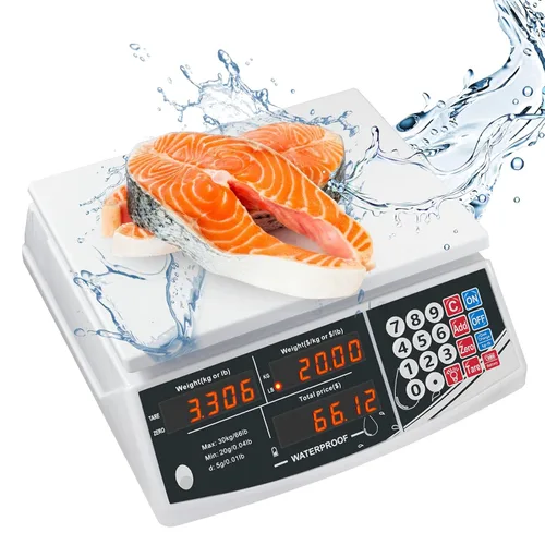 Miniatura 12 de Báscula comercial de alimentos de 88 libras / kilogramos/oz, escala de cálculo de precios con pantalla doble, recargable, placa reversible 88lb